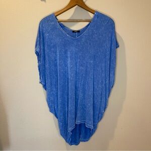 Enti Blue Flowy Oversized V Neck Short Sleeve Top Women’s Size S